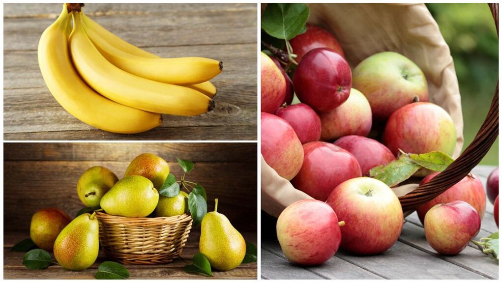 Καλά φρούτα για την ουρική αρθρίτιδα - μπανάνες, αχλάδια και μήλα